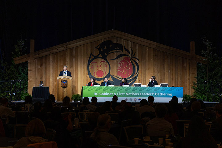 Panelists on stage at the BC Cabinet & First Nations Leaders' Gathering